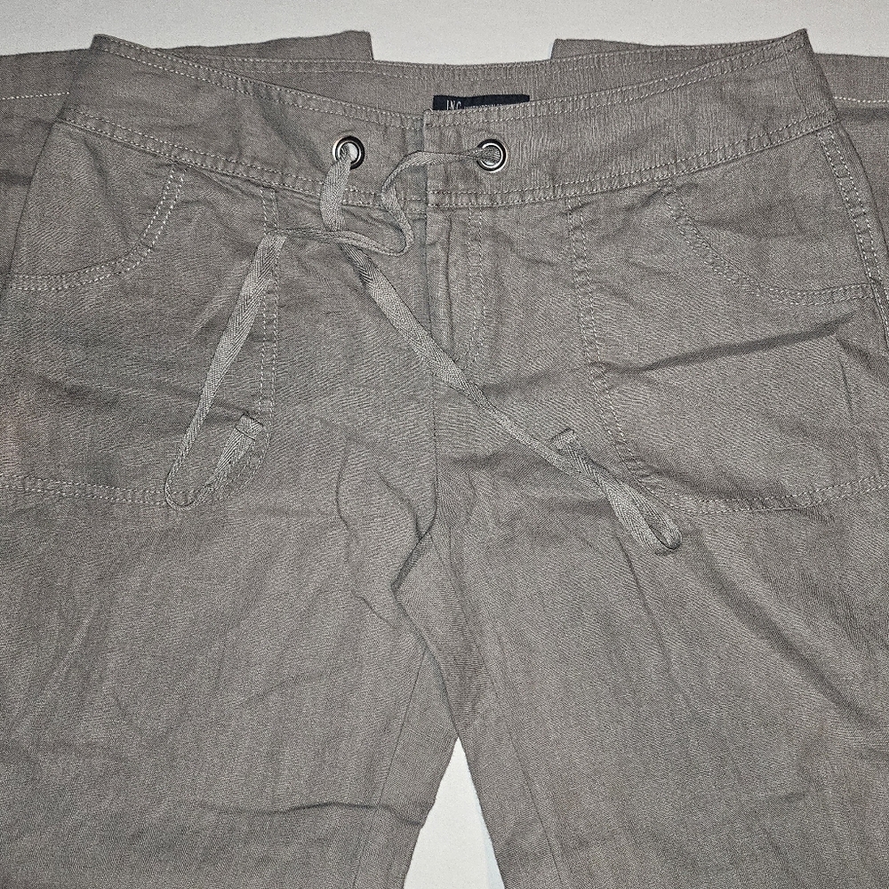 INC International Concepts Women's Taupe Cropped Pants--100% Linen